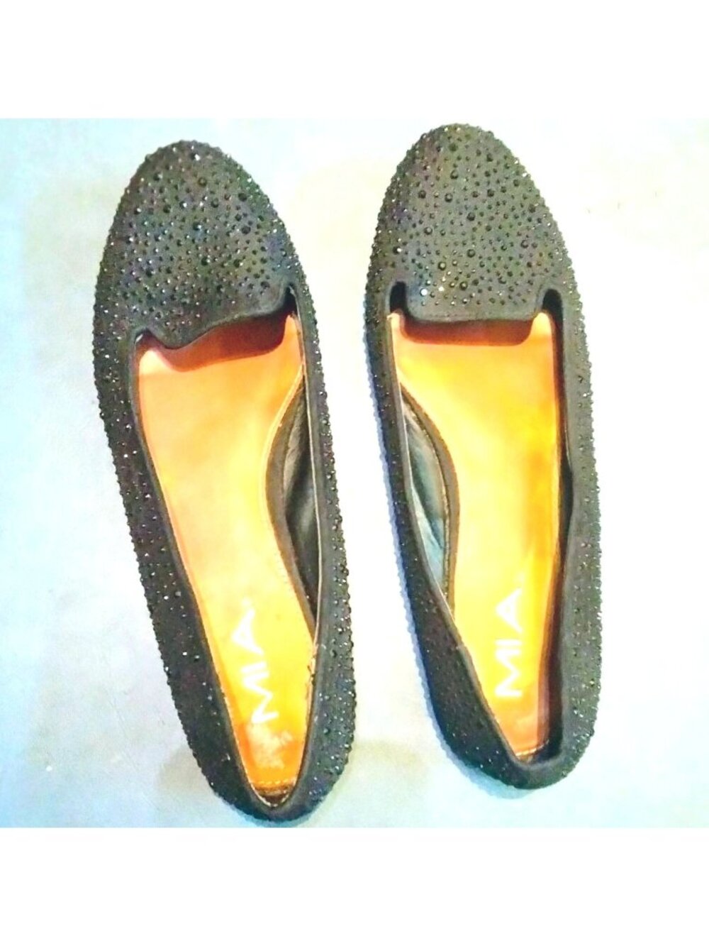 MIA Black Rhinestone shoes Studded Flat Loafers Size 9